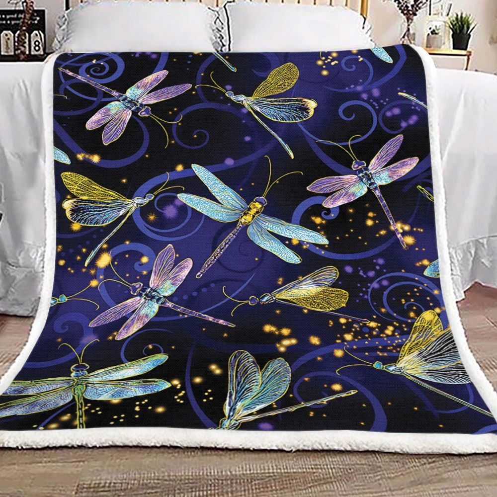Dragonfly Dance Sherpa Fleece Blanket