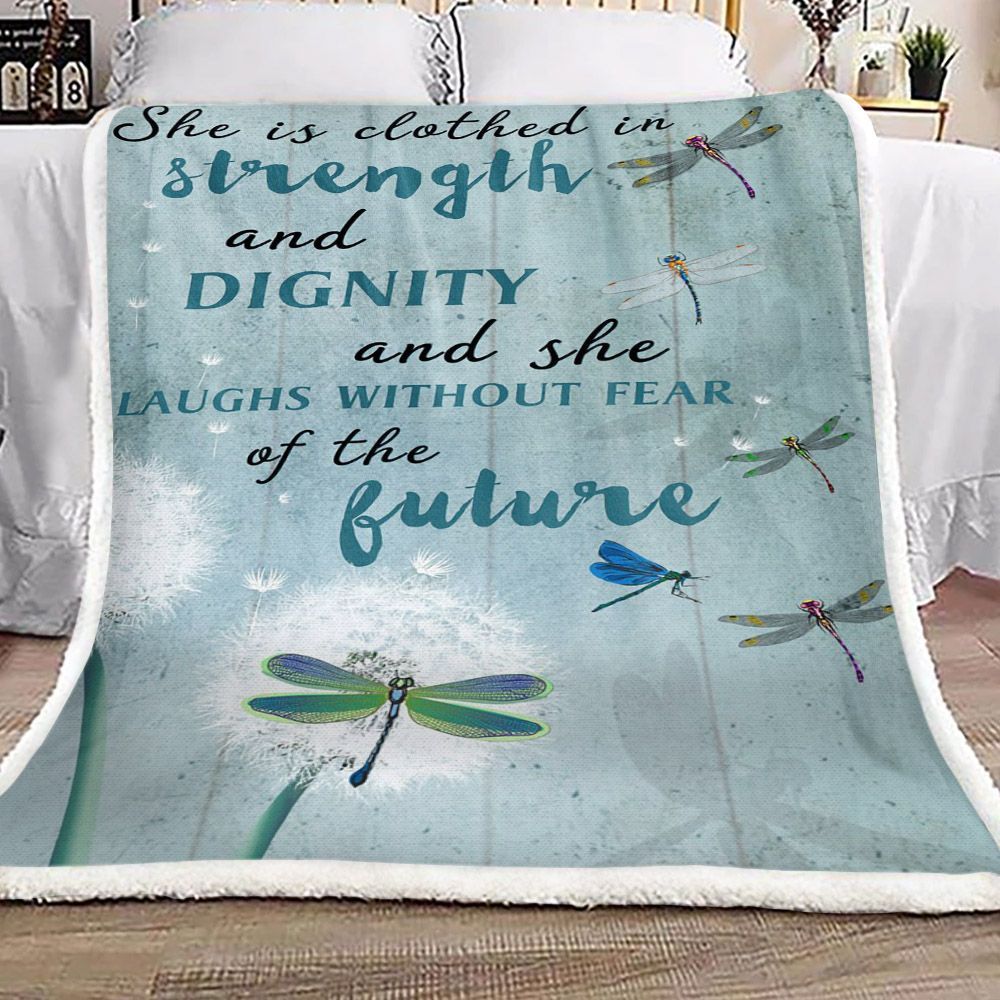 Dragonfly Dandelion Sherpa Fleece Blanket