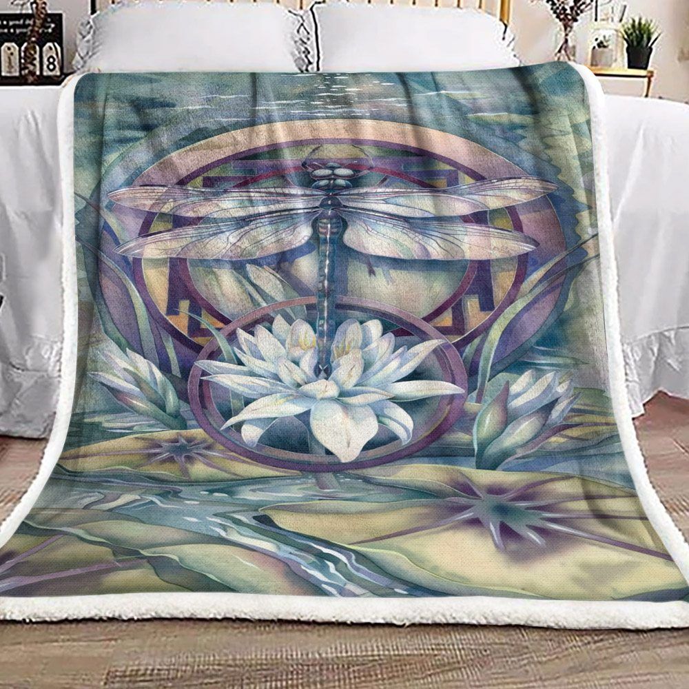 Dragonfly Sherpa Fleece Blanket