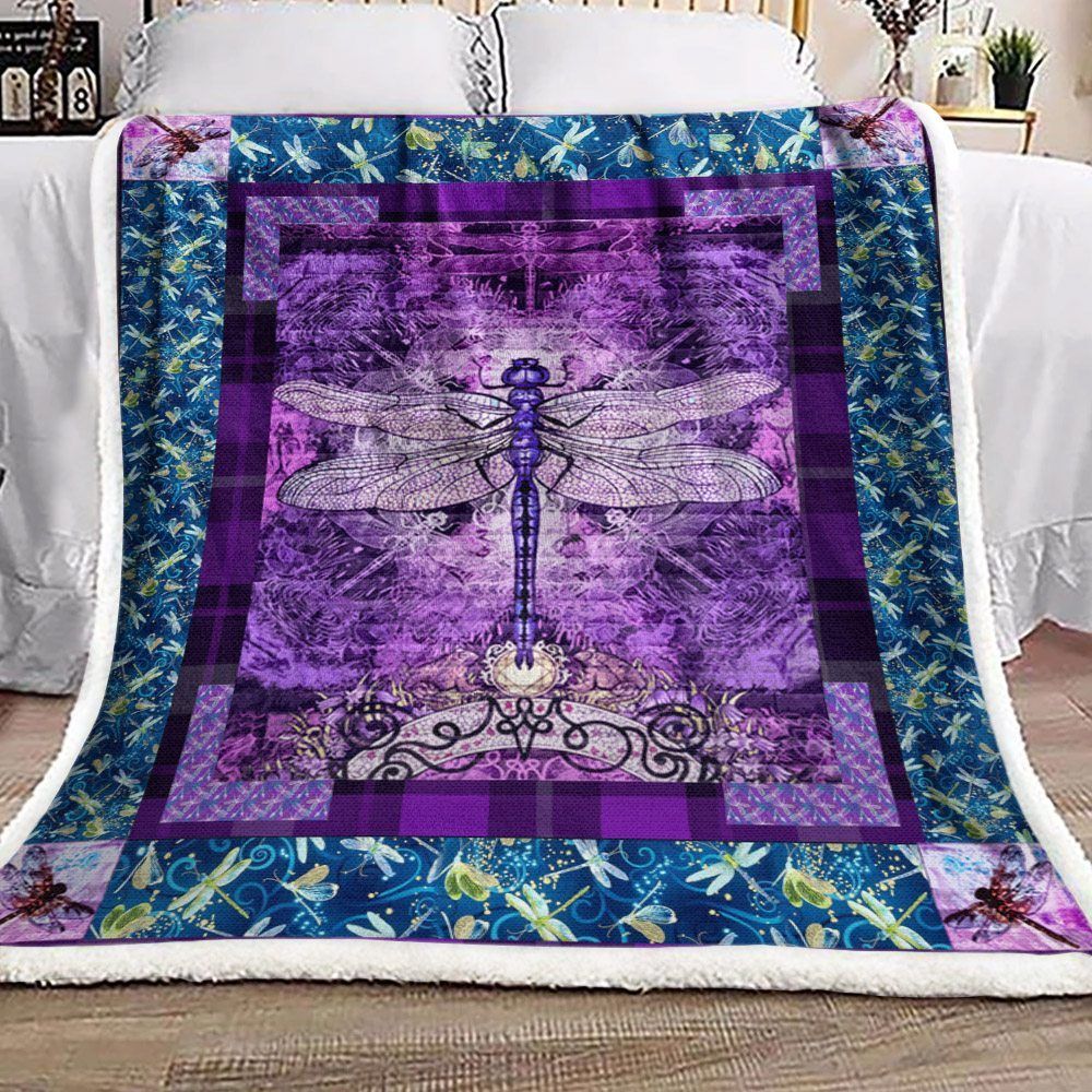 Dragonfly Sherpa Fleece Blanket