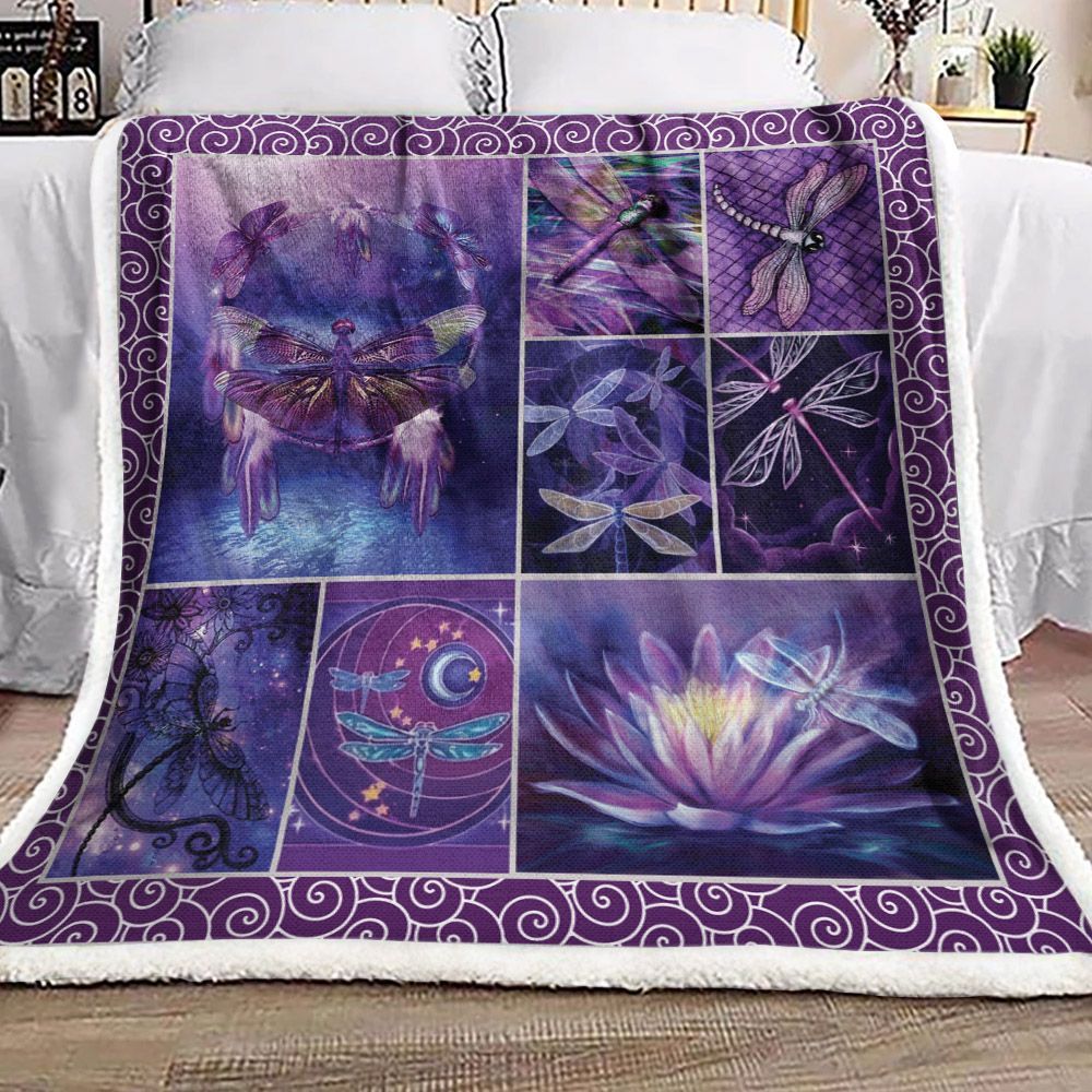 Dragonfly Sherpa Fleece Blanket