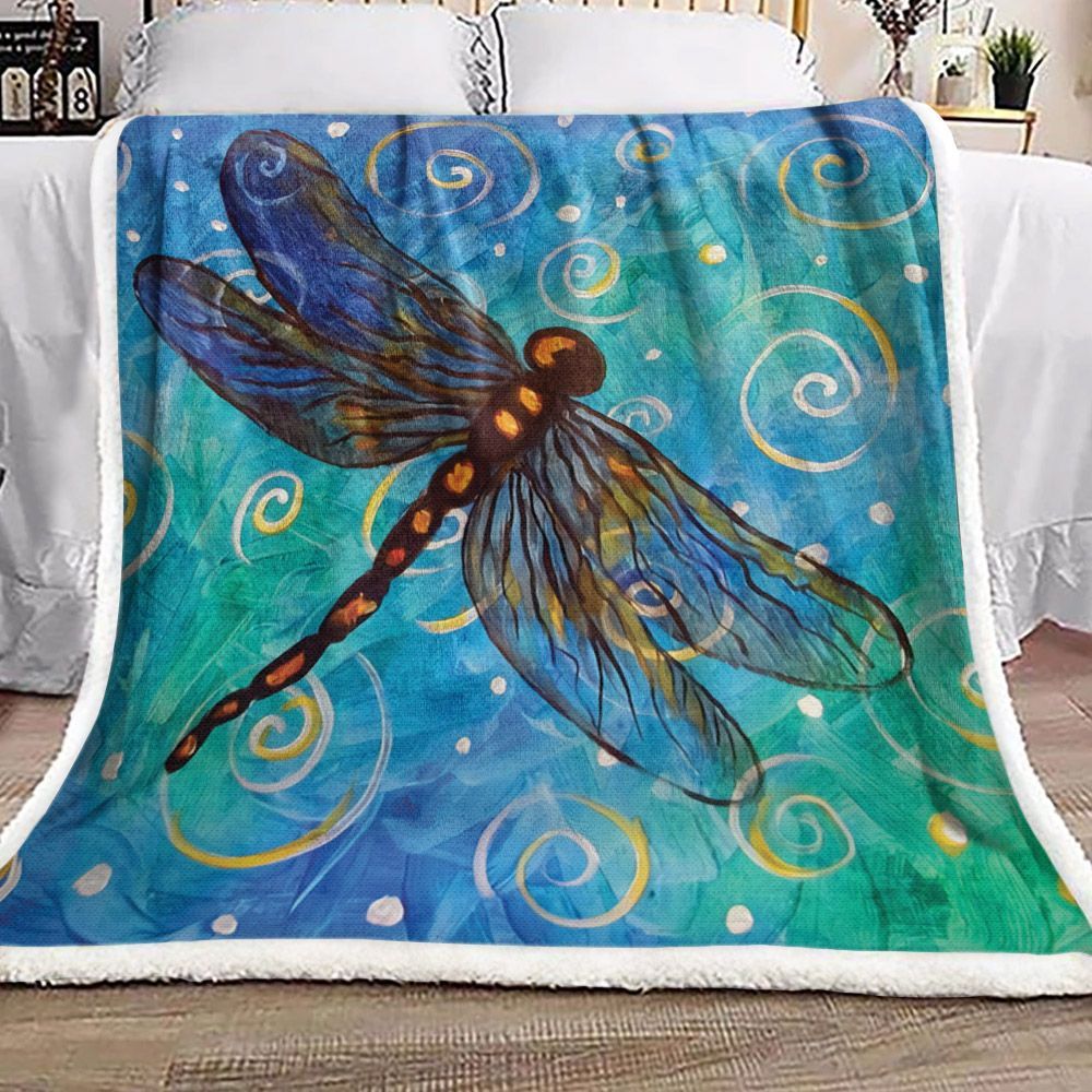 Dragonfly Sherpa Fleece Blanket