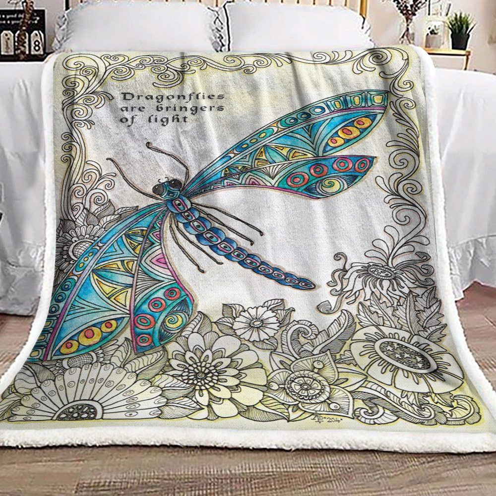 Dragonfly Sherpa Fleece Blanket