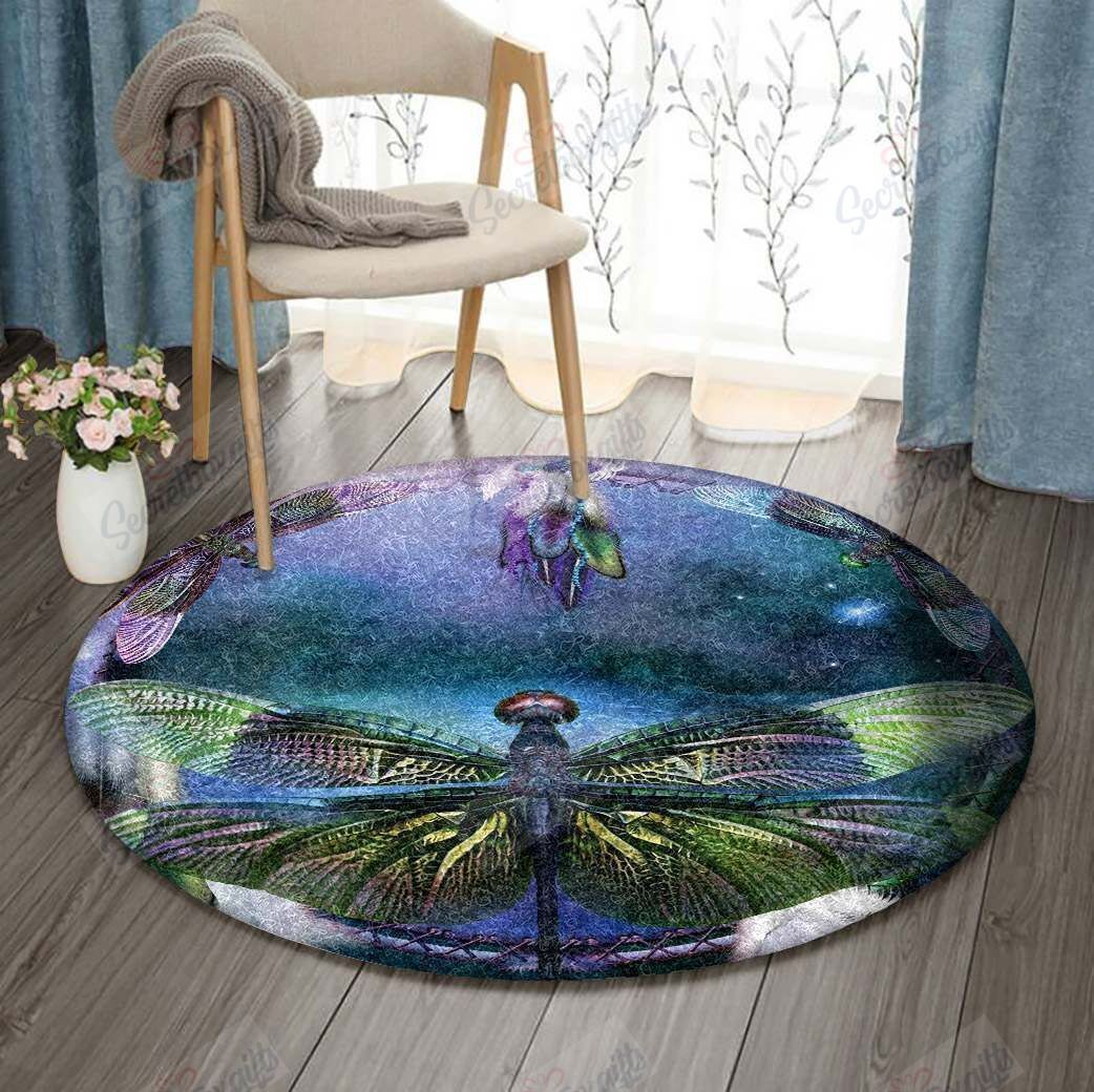 Dragonfly Dreamcatcher Round Carpet