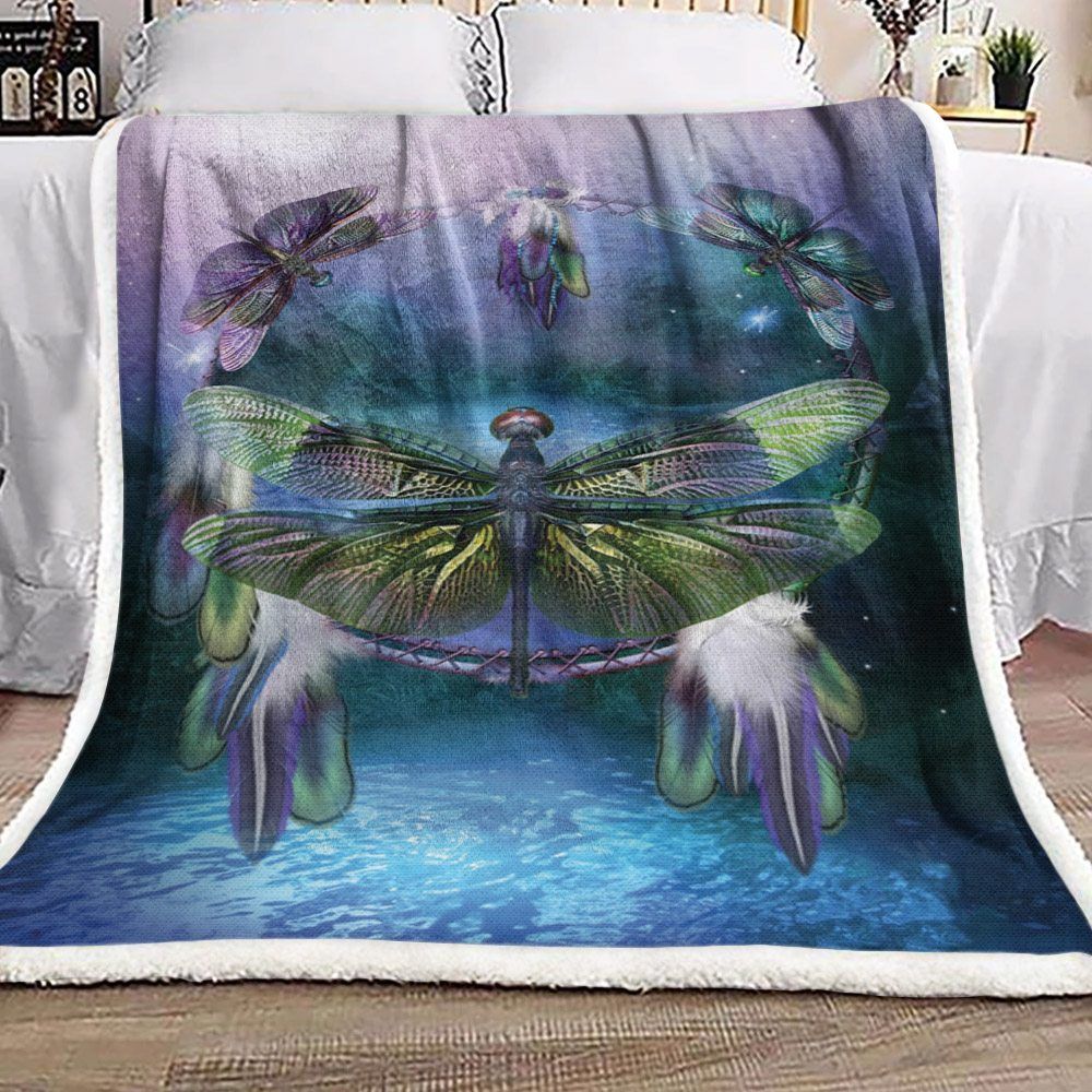 Dragonfly Dreamcatcher Sherpa Fleece Blanket
