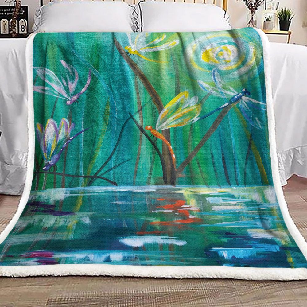 Dragonfly Sherpa Fleece Blanket