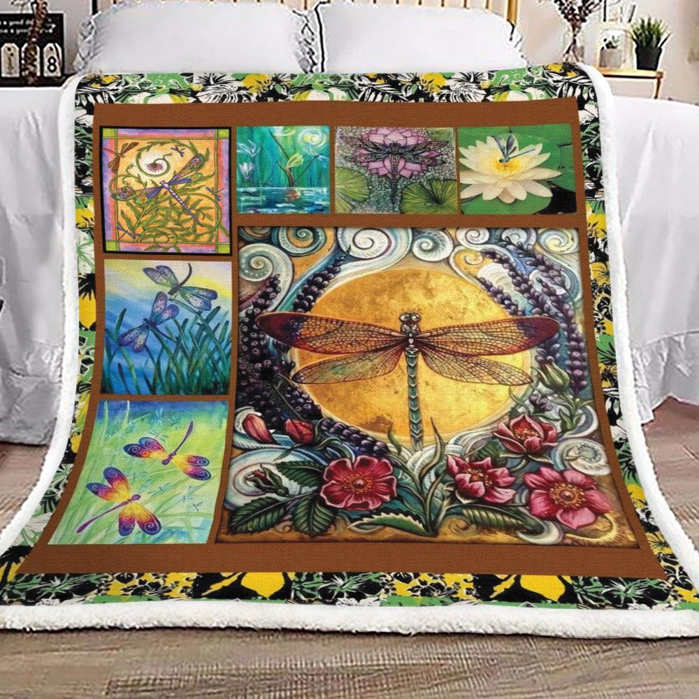 Dragonfly Sherpa Fleece Blanket