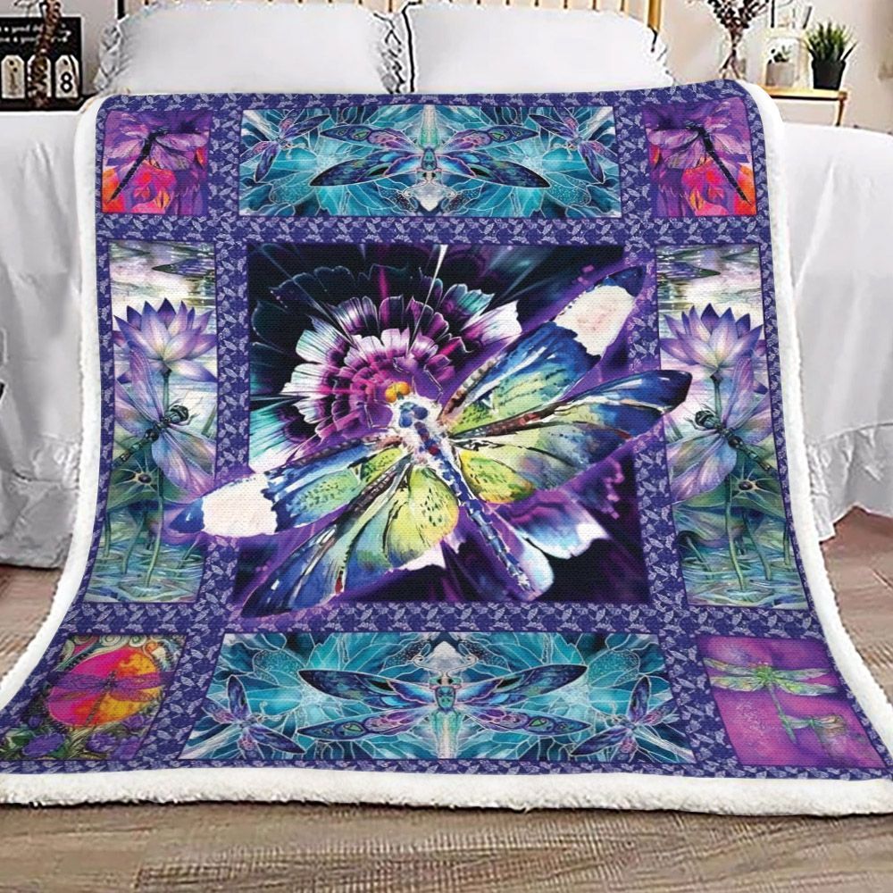 Dragonfly Sherpa Fleece Blanket