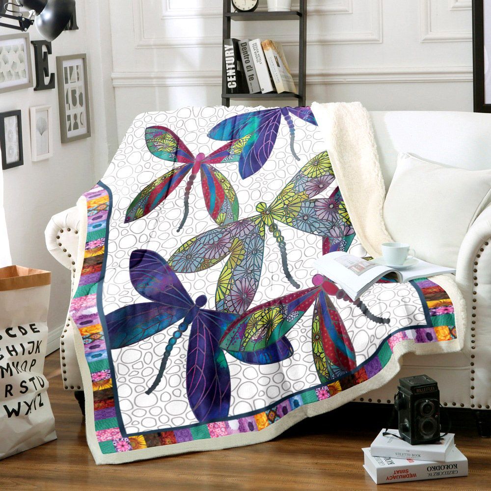 Dragonfly Faith Sherpa Fleece Blanket