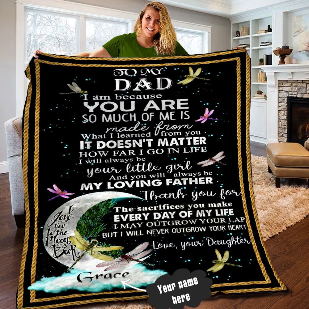 Dragonfly Fathers Day Personalized Quilt Blanket LML300504DT