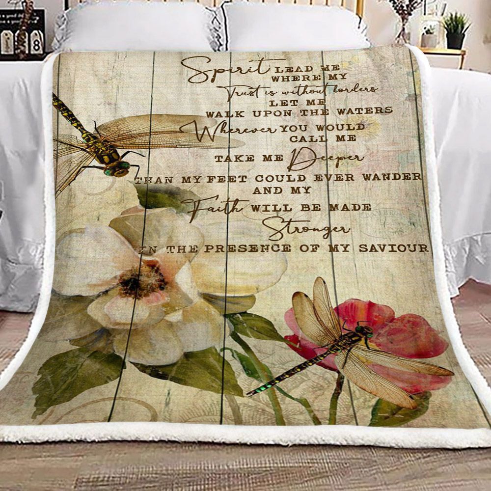 Dragonfly Flower Spirit Sherpa Fleece Blanket