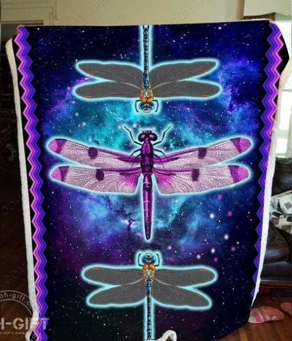 Dragonfly Galaxy Sherpa Fleece Blanket