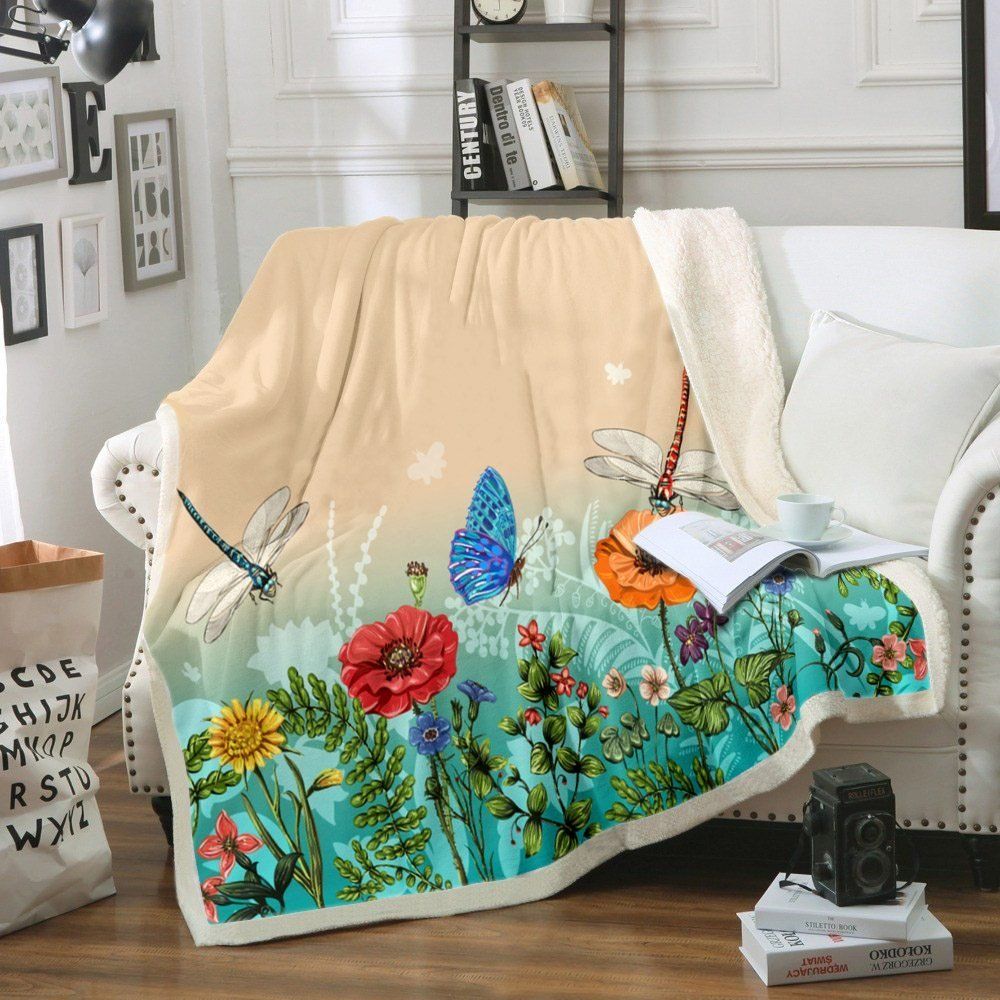 Dragonfly Garden Sherpa Fleece