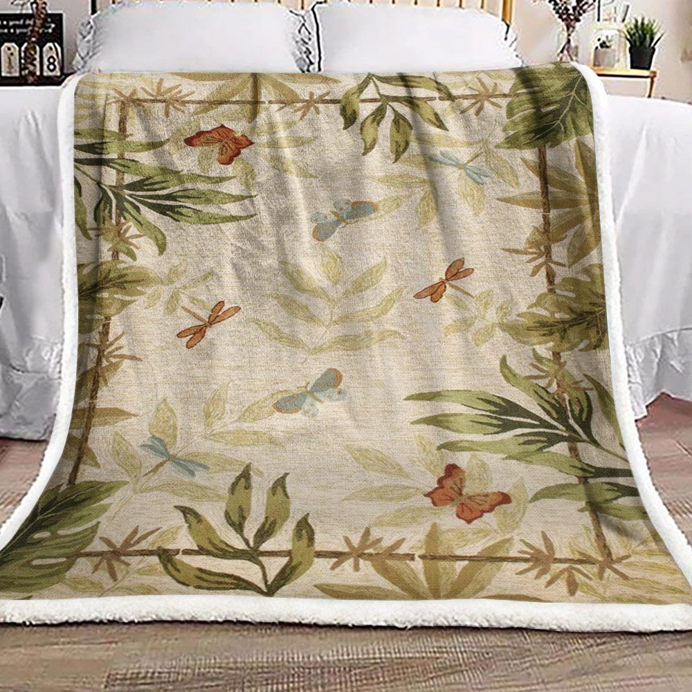 Dragonfly Garden Sherpa Fleece Blanket