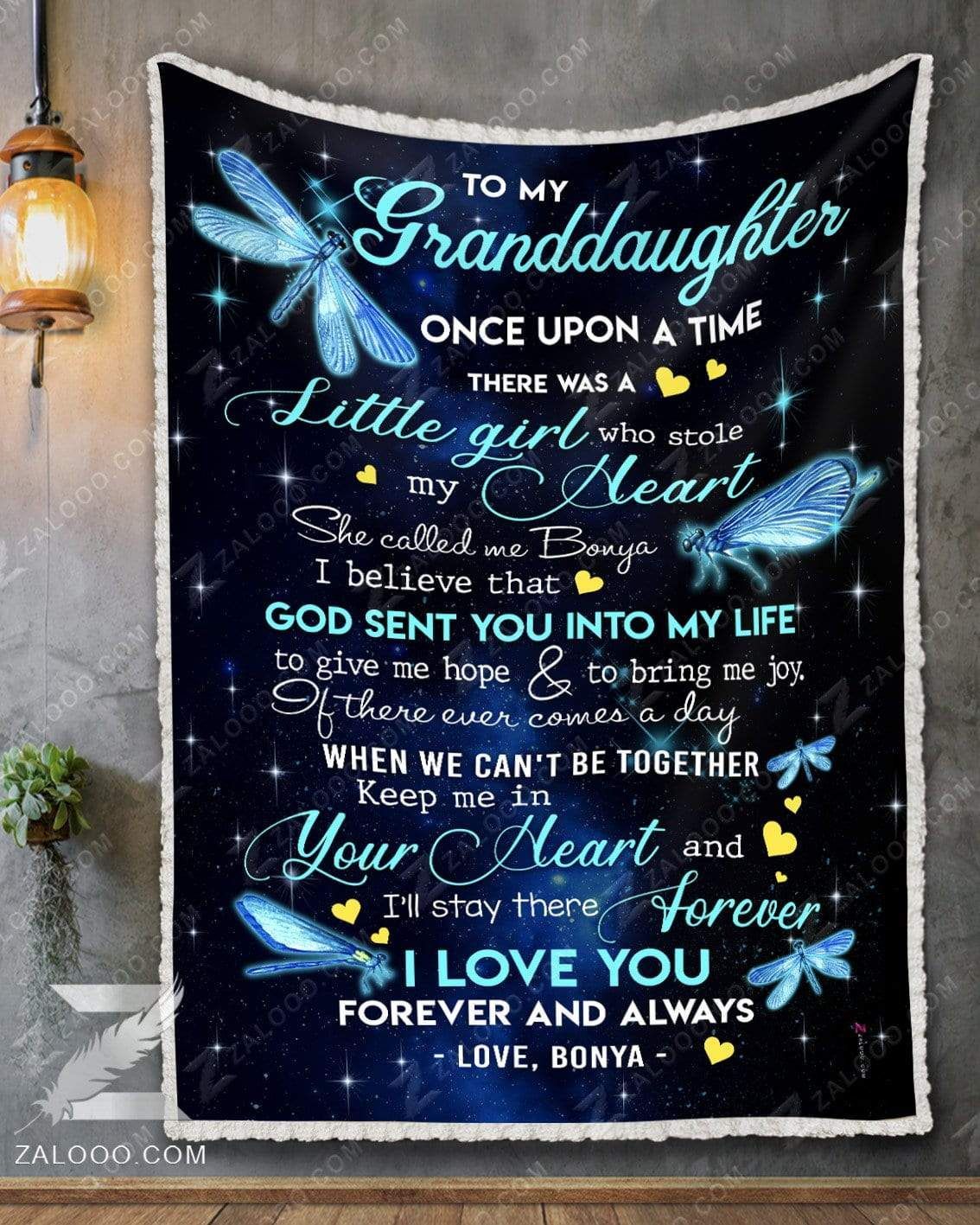 Dragonfly Granddaughter Bonya May You Touch Dragonflies And Stars Sherpa Fleece Blanket