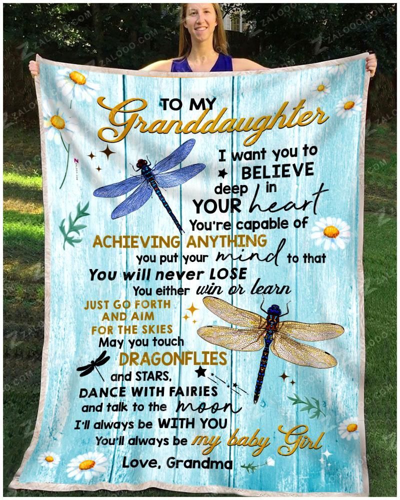 Dragonfly Granddaughter Grandma Once Upon A Time Sherpa Fleece Blanket