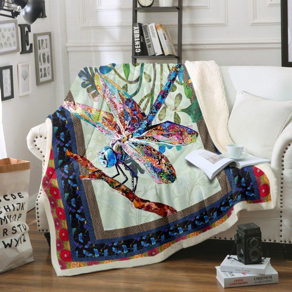 Dragonfly Sherpa Fleece Blanket
