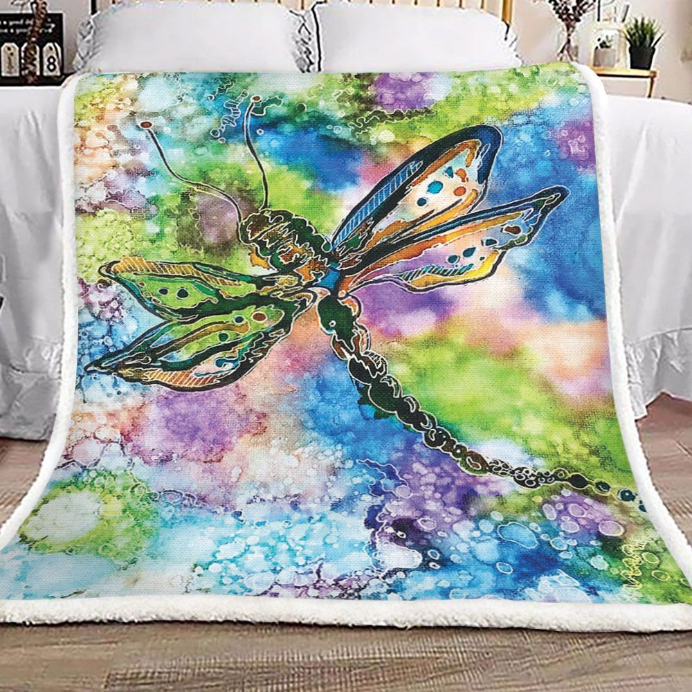 Dragonfly Sherpa Fleece Blanket