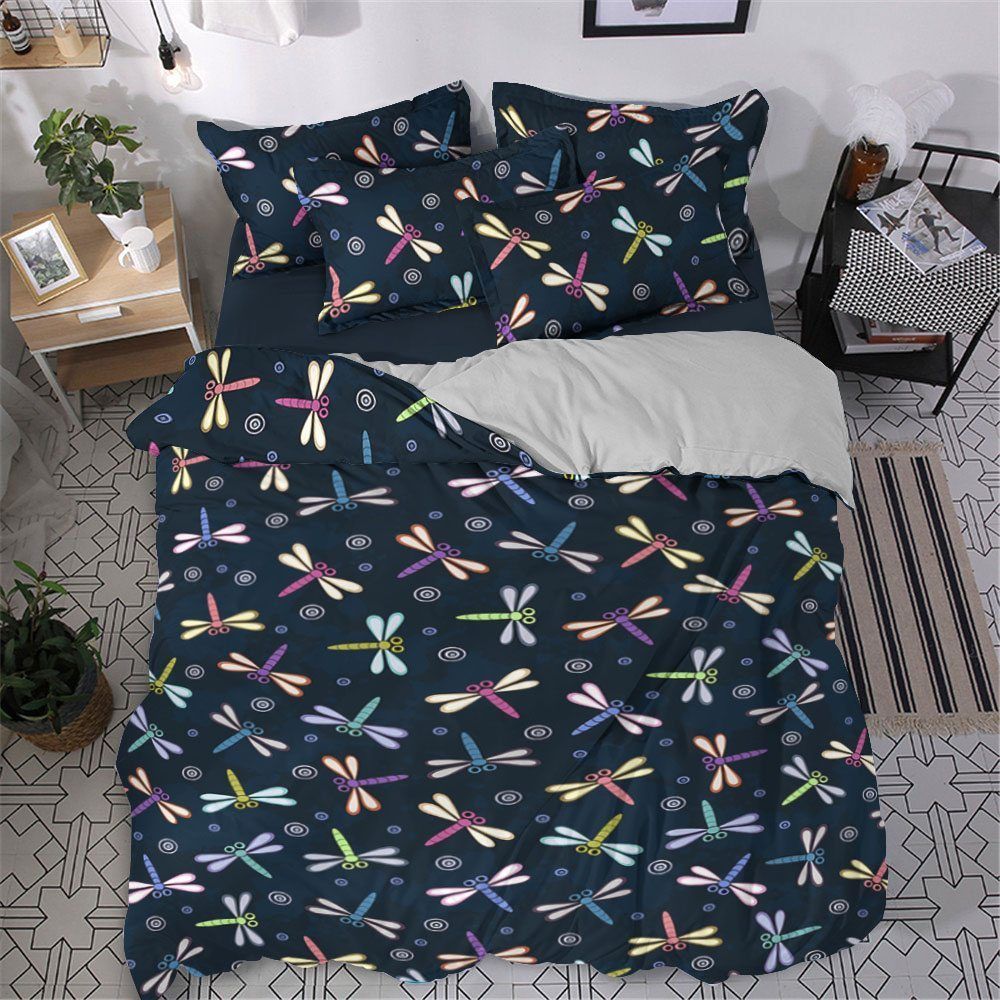 Dragonfly Cotton Bed Sheets Spread Comforter Bedding Set
