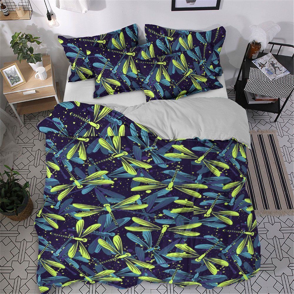 Dragonfly Cotton Bed Sheets Spread Comforter Bedding Set