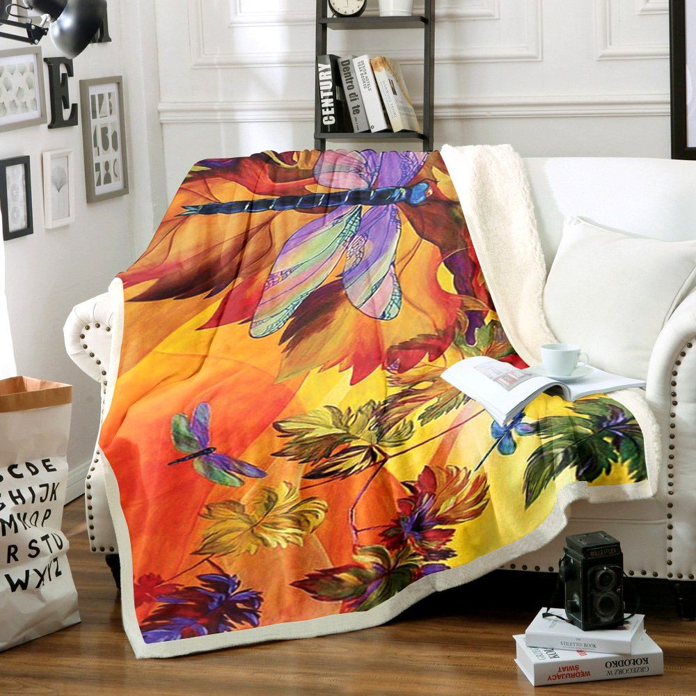 Dragonfly Sherpa Fleece Blanket