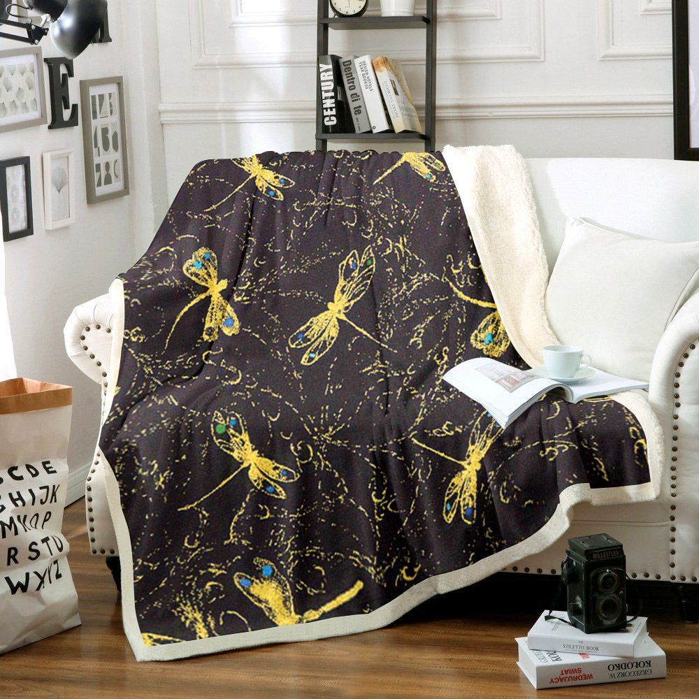 Dragonfly Sherpa Fleece Blanket