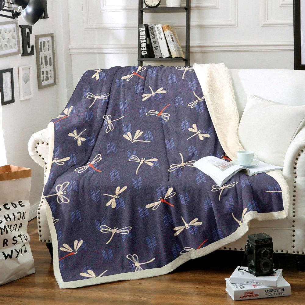 Dragonfly Sherpa Fleece Blanket