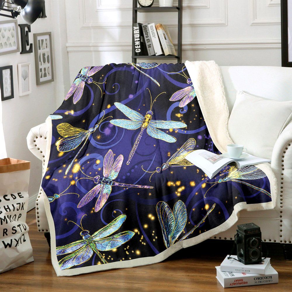 Dragonfly Sherpa Fleece Blanket