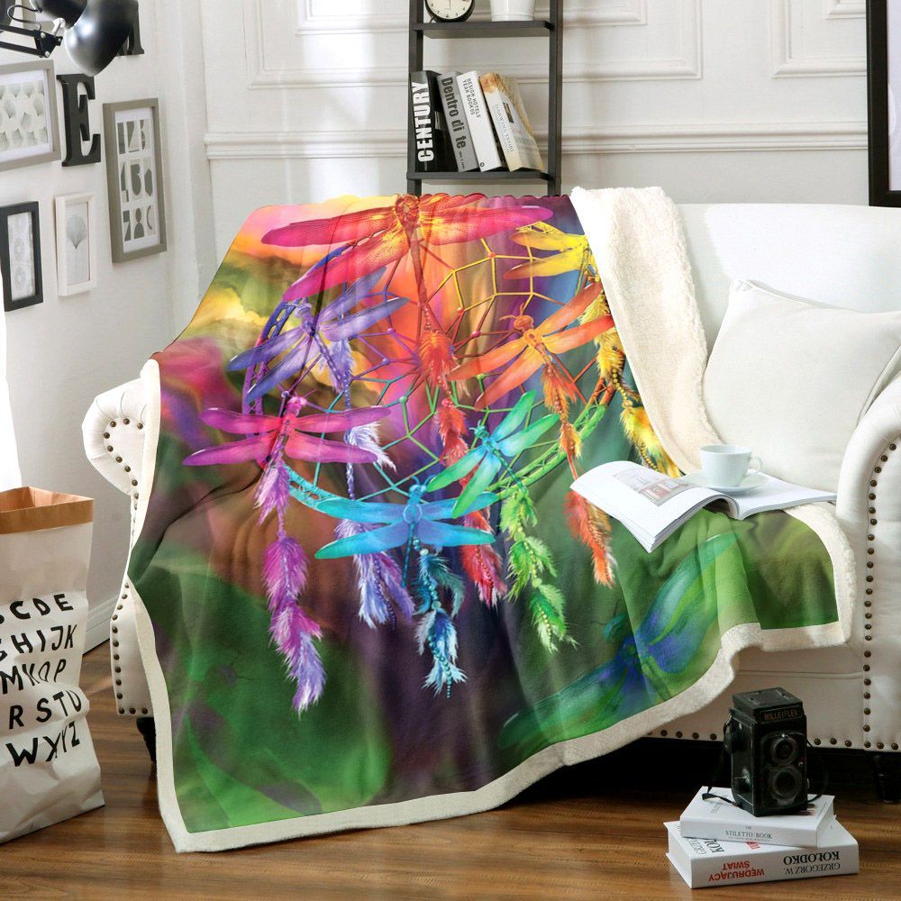 Dragonfly Sherpa Fleece Blanket