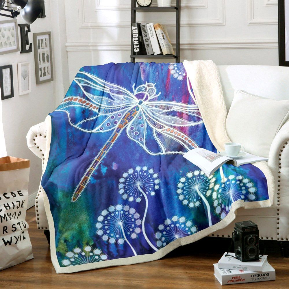Dragonfly Sherpa Fleece Blanket