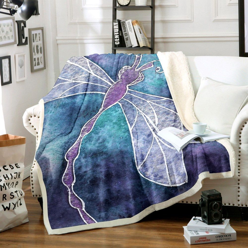 Dragonfly Sherpa Fleece Blanket