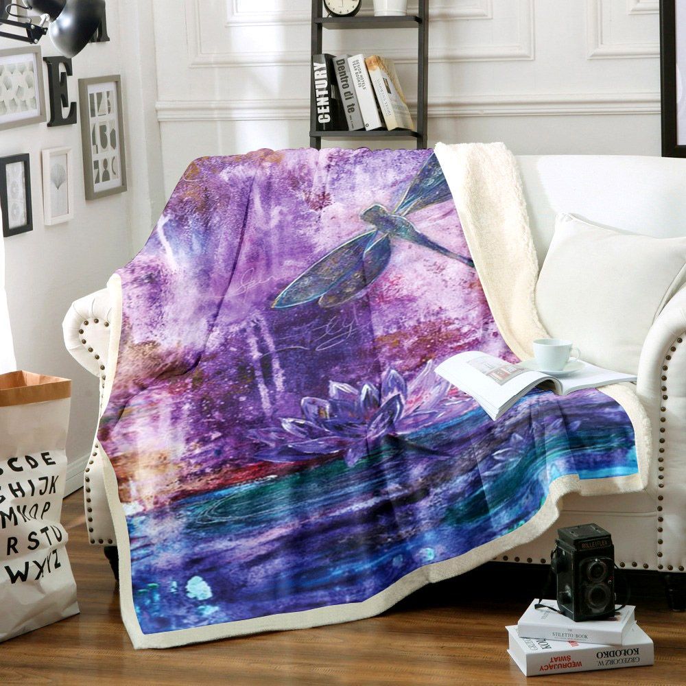 Dragonfly Sherpa Fleece Blanket