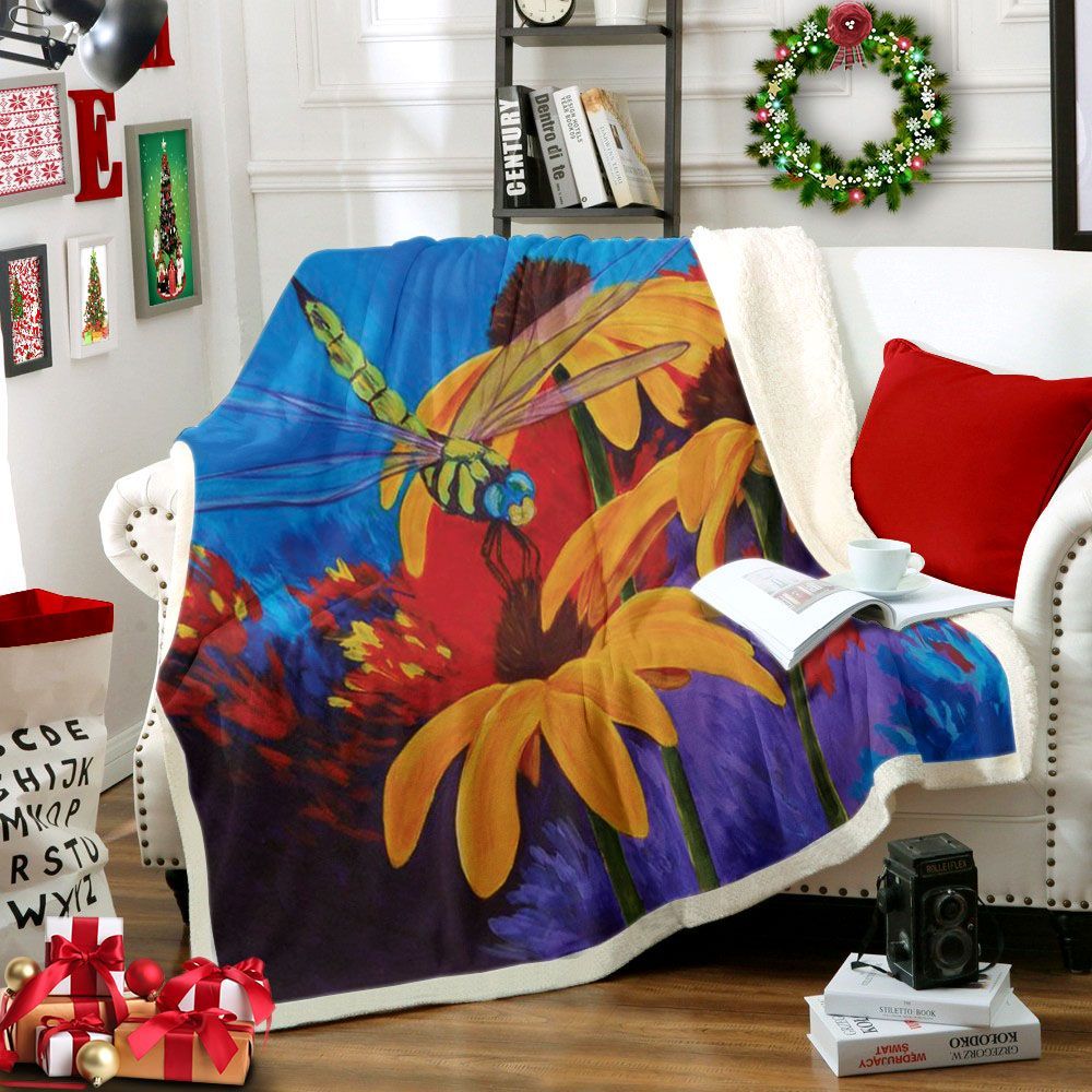 Dragonfly Sherpa Fleece Blanket