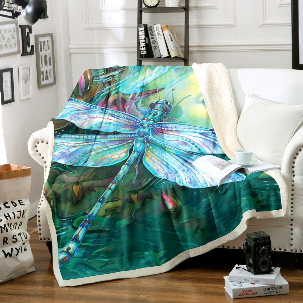Dragonfly Sherpa Fleece Blanket