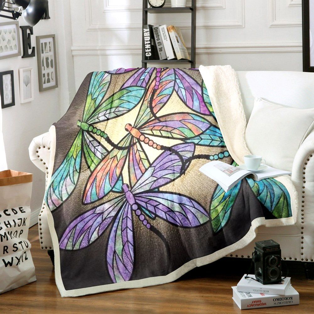 Dragonfly Sherpa Fleece Blanket