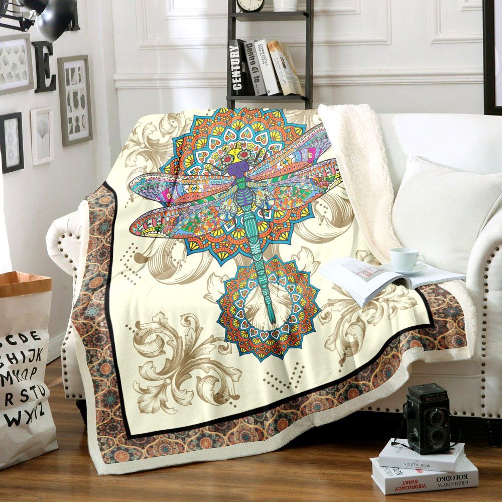 Dragonfly Sherpa Fleece Blanket
