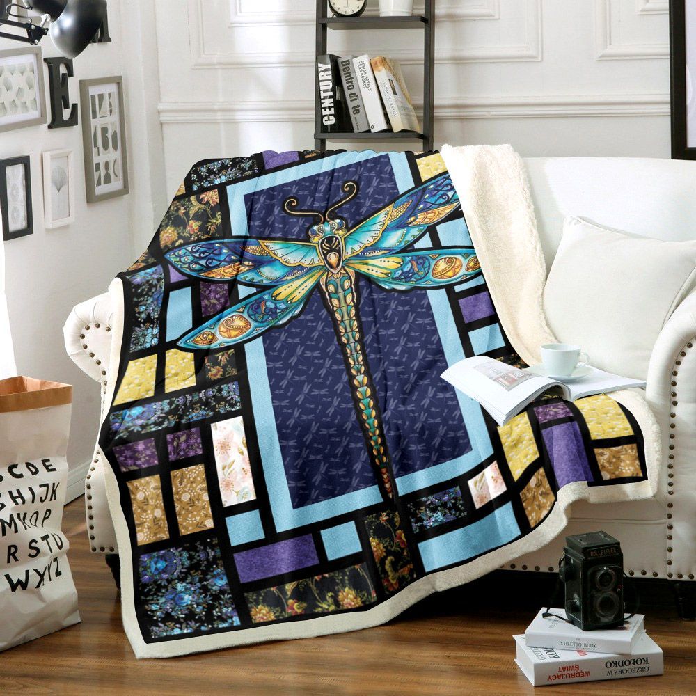 Dragonfly Sherpa Fleece Blanket