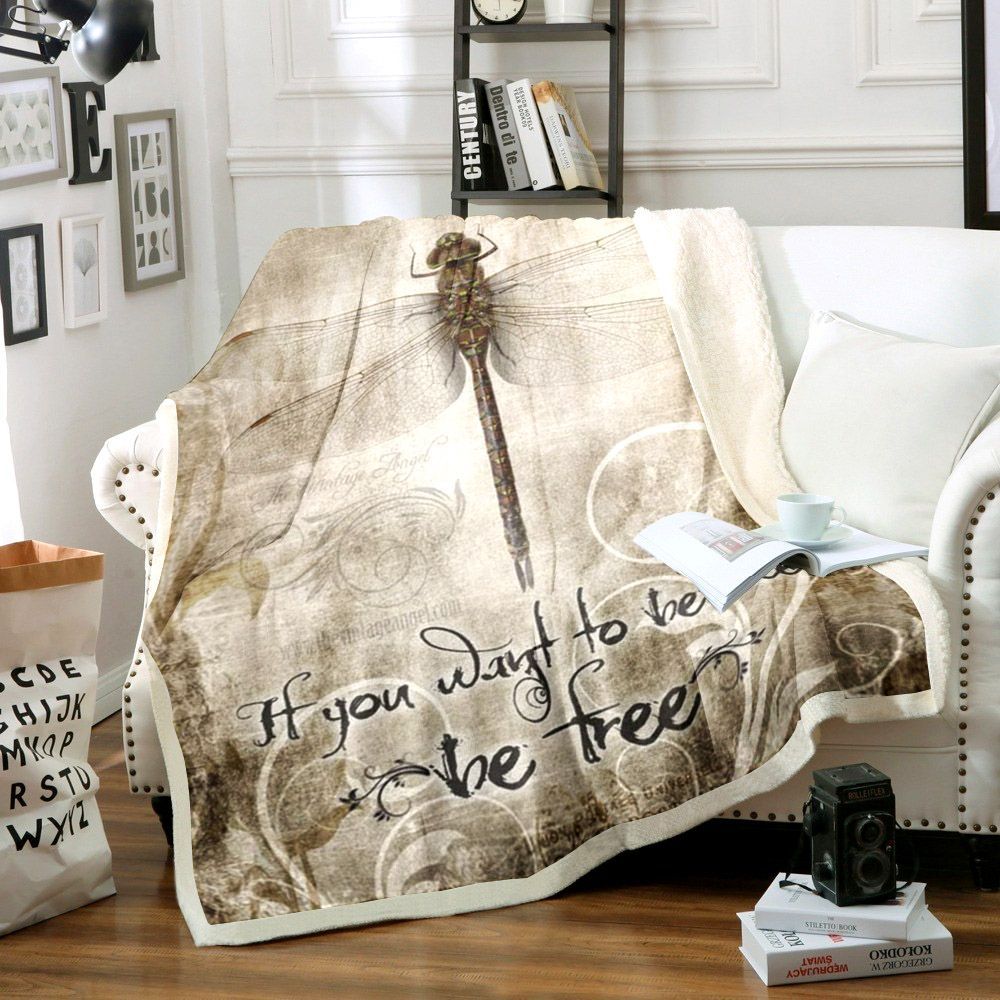 Dragonfly Sherpa Fleece Blanket