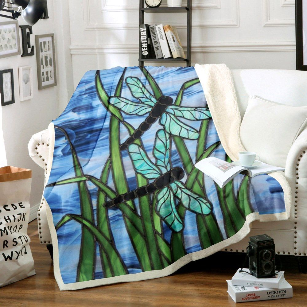 Dragonfly Sherpa Fleece Blanket
