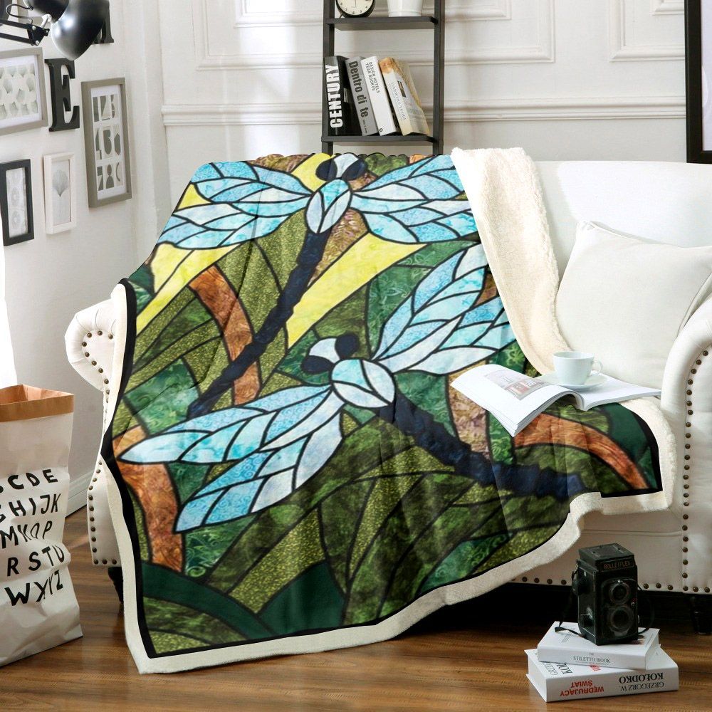 Dragonfly Sherpa Fleece Blanket