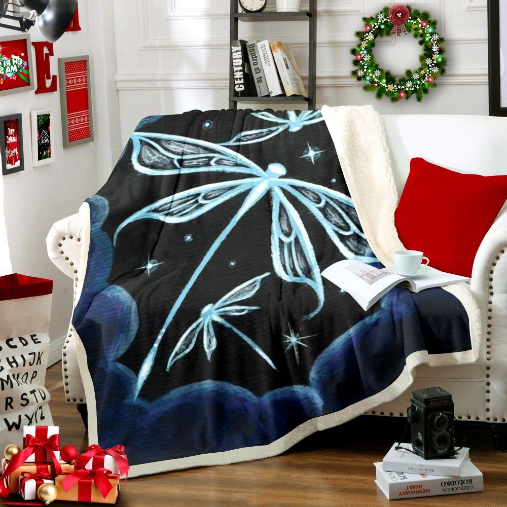 Dragonfly Sherpa Fleece Blanket