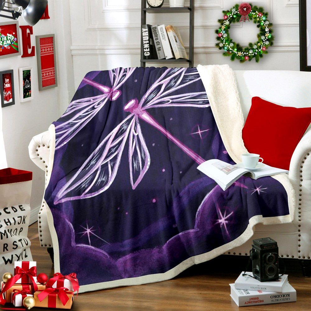 Dragonfly Sherpa Fleece Blanket