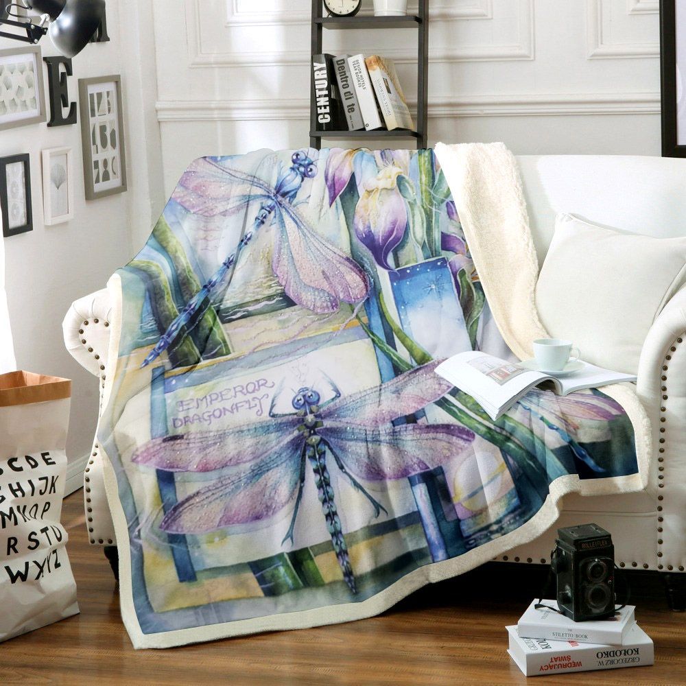 Dragonfly Sherpa Fleece Blanket