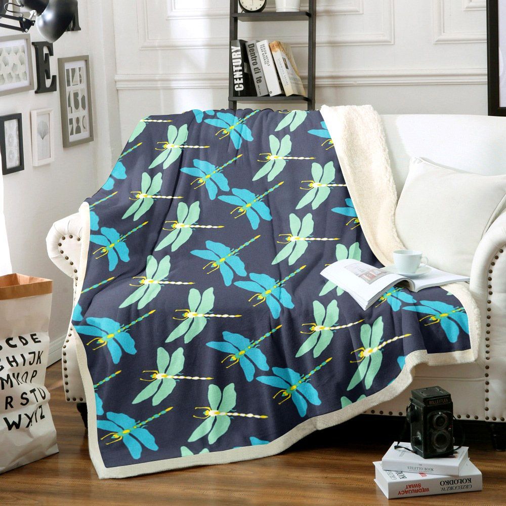 Dragonfly Sherpa Fleece Blanket