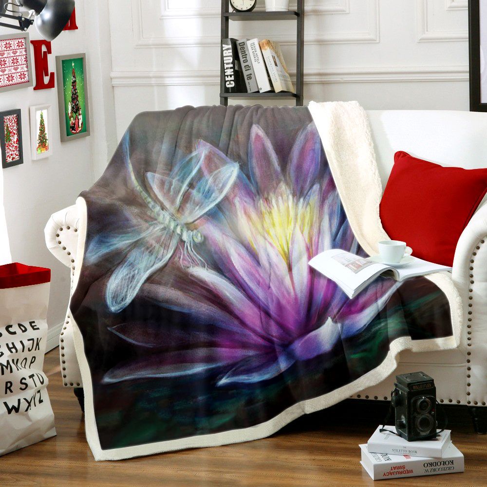 Dragonfly Sherpa Fleece Blanket