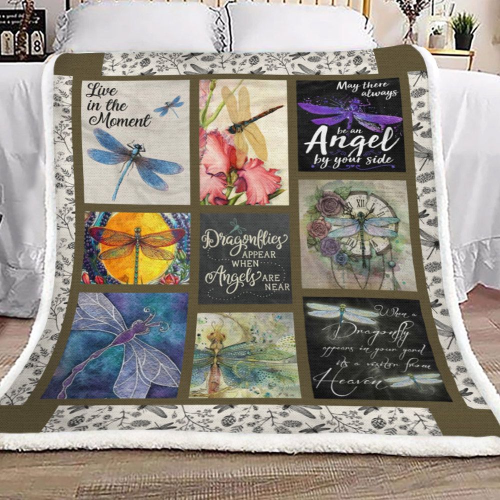 Dragonfly Sherpa Fleece Blanket