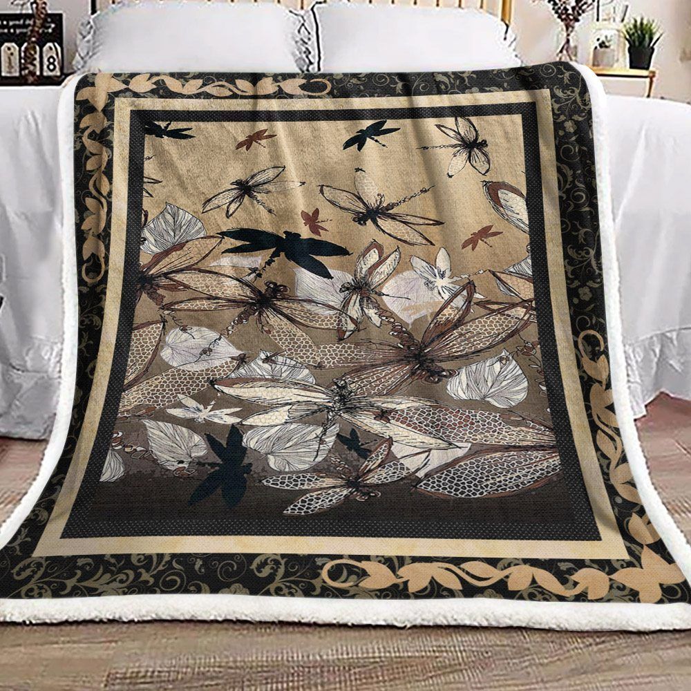 Dragonfly Sherpa Fleece Blanket