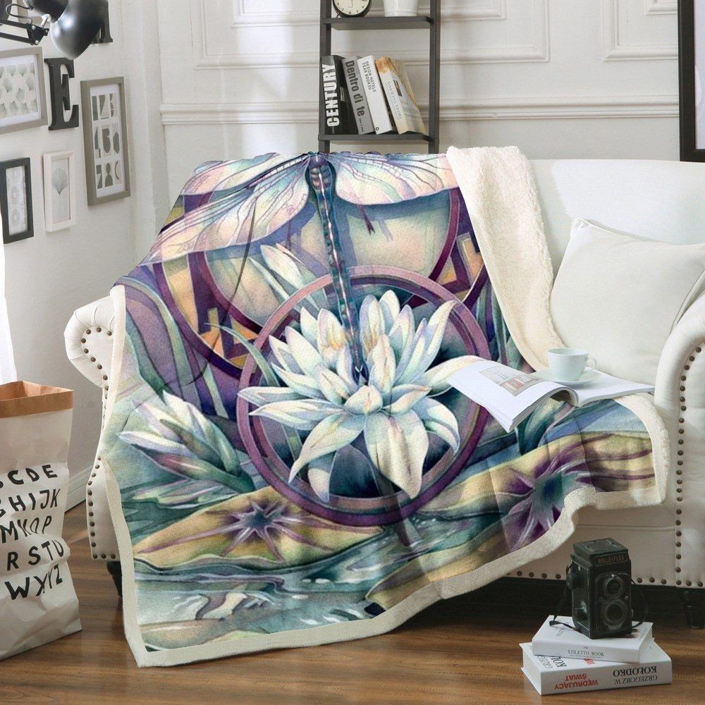 Dragonfly Sherpa Fleece Blanket