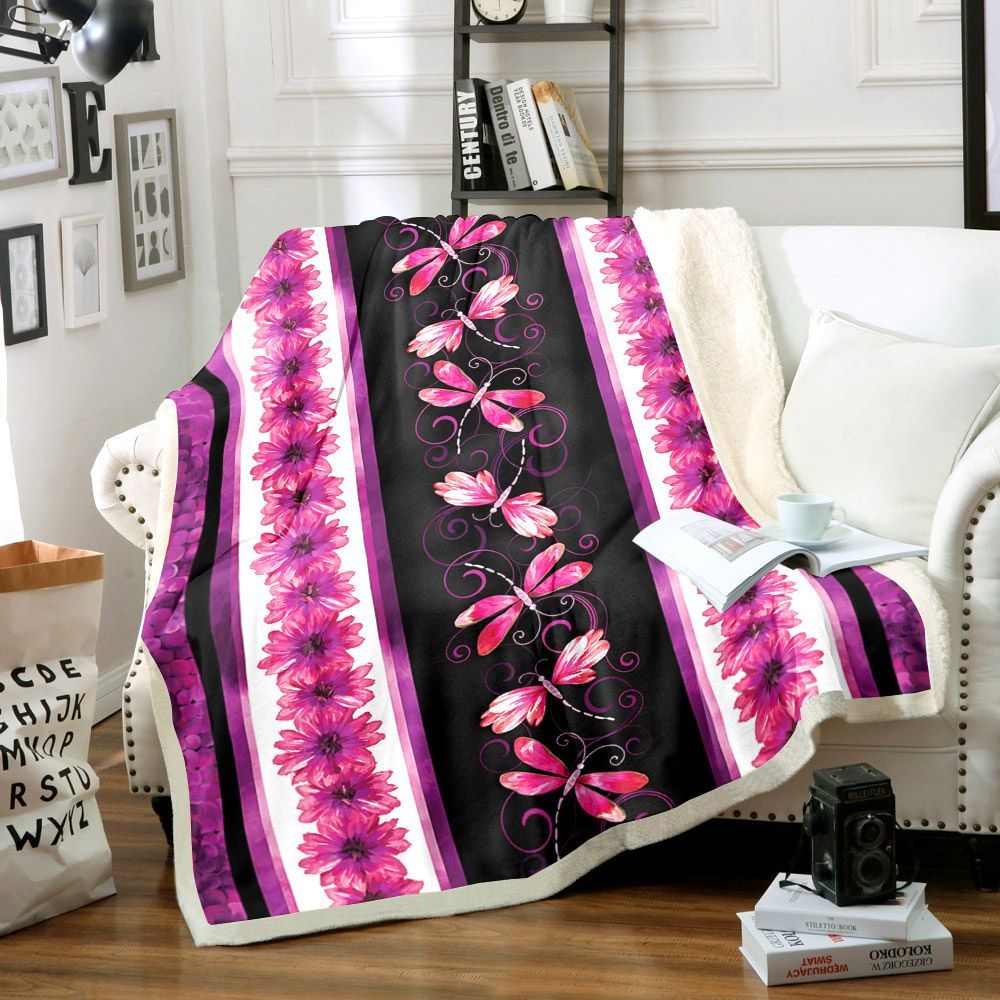 Dragonfly Sherpa Fleece Blanket