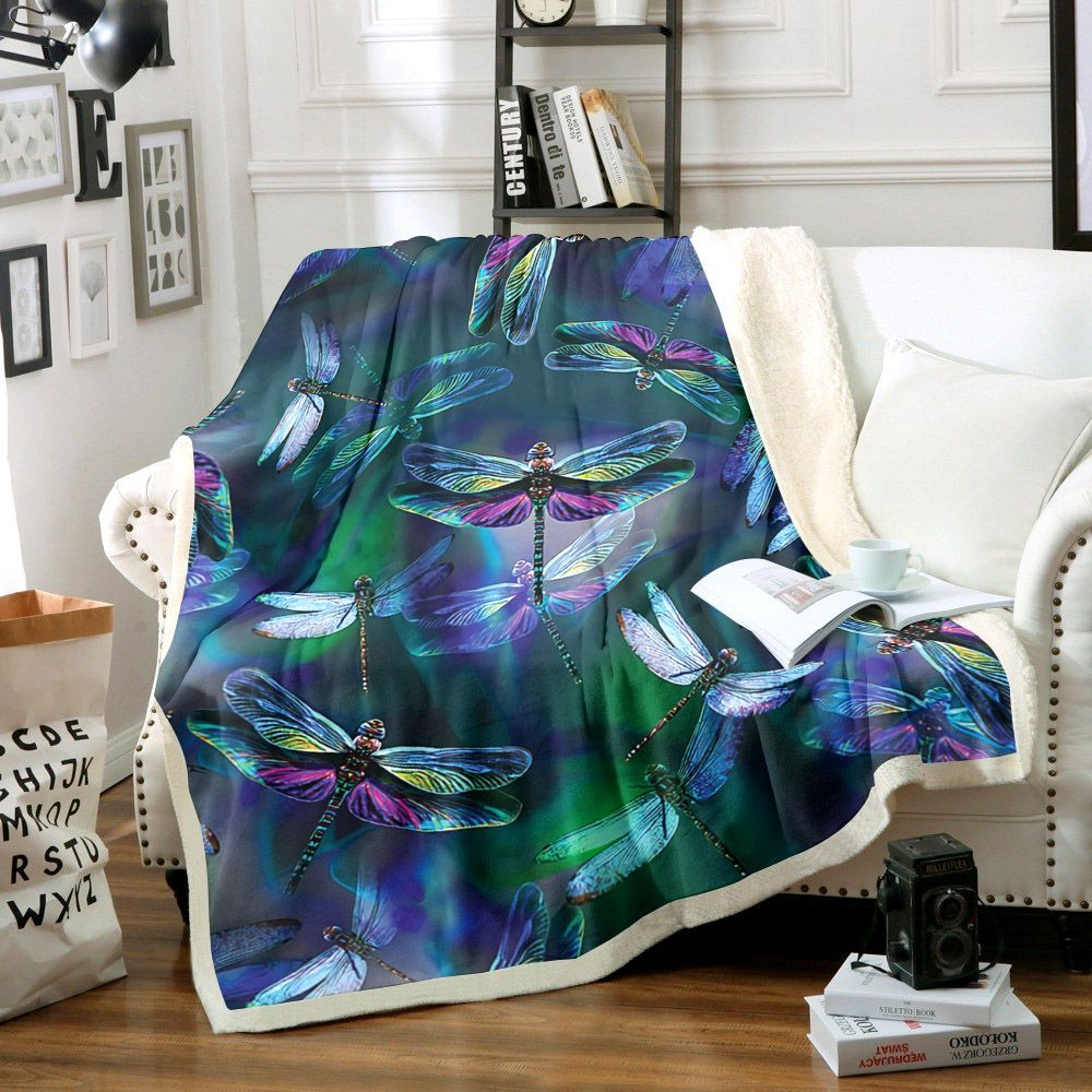 Dragonfly Sherpa Fleece Blanket
